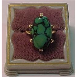 14K yellow gold and turquoise ring, six prong