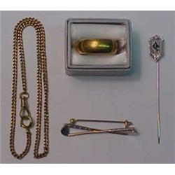 Gold jewelry including 18K yellow gold weddin
