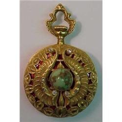 Lady's 18K enameled pocketwatch with turquois