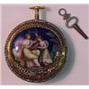 Image 1 : Gold and enameled front key wind pocketwatch,