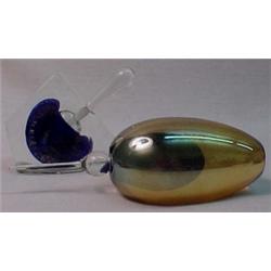 Two art glass perfume bottles include asymmet