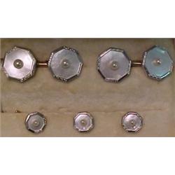 14K gold and platinum shirt set comprised of