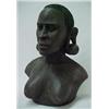 Carved African bust of a woman, Masai, ironwo