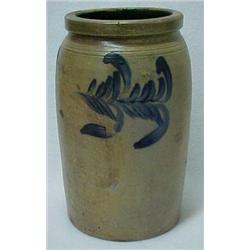 Stoneware crock with brush decorated cobalt d
