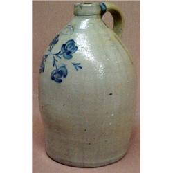Stoneware jug with cobalt floral decoration u