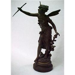 Spelter newel post figure of fairy with wand