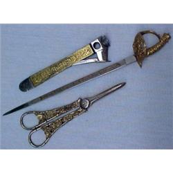 One lot including cigar cutter with niello en