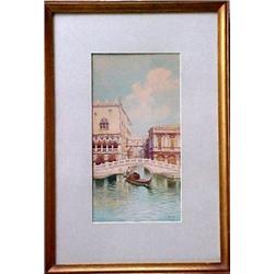 Watercolor of Venice, signed (unreadable) (L.