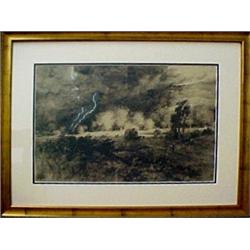 Monogrammed watercolor "The Last Load", lands
