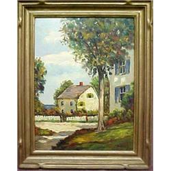 F. H. McKay, oil on board, "A Maine Village",