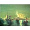 Image 2 : Unsigned marine scene with sailboats in moonl