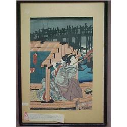 Toyokuni Japanese woodblock print, center par