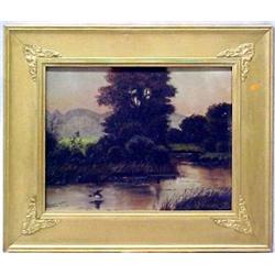 W.Y.Gardiner oil on board landscape with stre