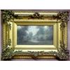 Image 1 : Unsigned landscape with lake, oil on canvas,