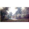 Image 2 : Unsigned landscape with lake, oil on canvas,