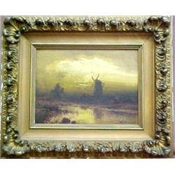 W. Herron landscape with windmill, oil on can