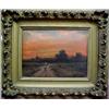 Image 1 : Ade oil on canvas, sunset with figure, signed