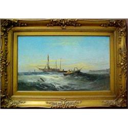 Barton Stone Hayes oil on panel "Ships on a T