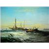 Image 2 : Barton Stone Hayes oil on panel "Ships on a T