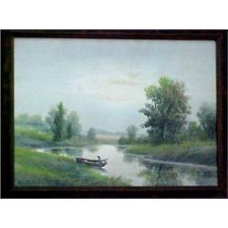 Allen Fontaine watercolor, landscape with str