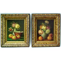 Van Hoot pair of oils on masonite, flowers an