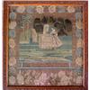 Needlework memorial depicting young woman sta