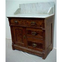 Walnut Victorian marbletop washstand, beveled