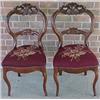 Image 1 : A pair of walnut Victorian side chairs with b