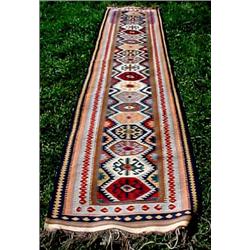 Hand tied Oriental runner rug Turkish "Kilim"