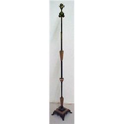 Brass plated Art Deco floor lamp, ship finial