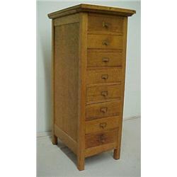Oak eight drawer file cabinet, rectangular to