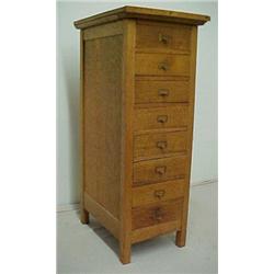 Oak eight drawer file cabinet, rectangular to