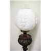 Image 3 : Brass over copper floor lamp, round milk glas