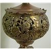 Image 5 : Brass over copper floor lamp, round milk glas