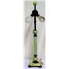 Art Deco lamp, green slag glass and brass sta
