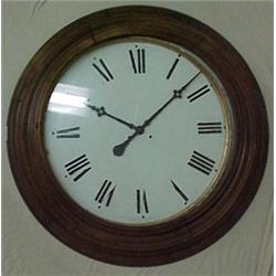 Walnut framed wall clock, painted tin face, n