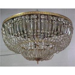 Chandelier with tiered crystal prisms, mirror