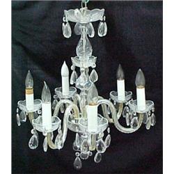 Crystal chandelier with six S-shaped arms, cr