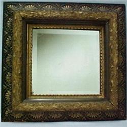 Victorian framed square mirror, gilt plaster