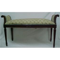 Walnut and upholstered window bench C.1930, r