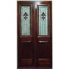 Image 1 : A pair of mahogany and stained glass side pan