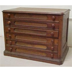 Walnut spool cabinet, rectangular top with ch