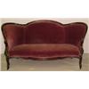 Image 1 : Walnut Victorian sofa, carved crest over upho