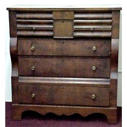 Walnut Empire tall chest, rectangular top ove