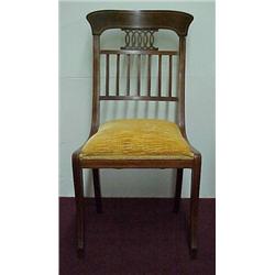 Walnut Empire side chair, with line inlay, cu