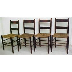 A set of four rush seat side chairs, box stre