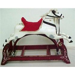 Painted wooden rocking horse, C.1890, restore