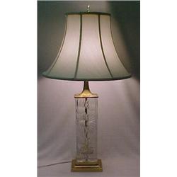 Cut glass lamp, cut glass prism finial over r