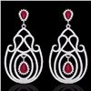 Image 2 : Genuine 6.40 CTW Ruby & Micro Pave Diamond Certified Designer Earrings 14K Gold - 22427-REF#243Y4V