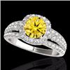 Image 1 : Genuine 2.0 CTW Certified Fancy Intense Genuine Diamond Solitaire Halo Ring Gold - 34005-REF#143G5W
